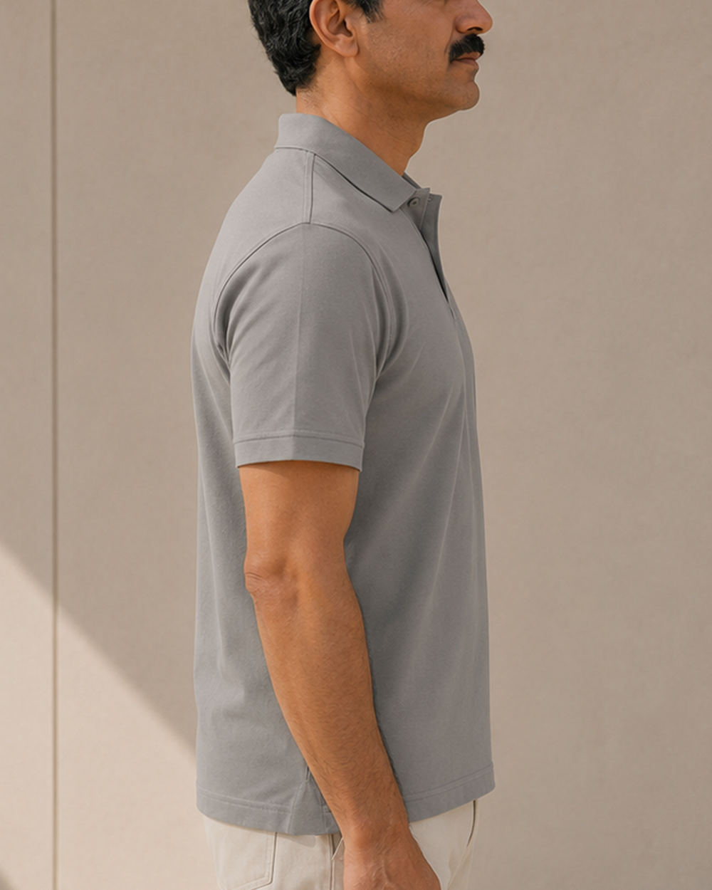 Elite Polo - platinum grey - side