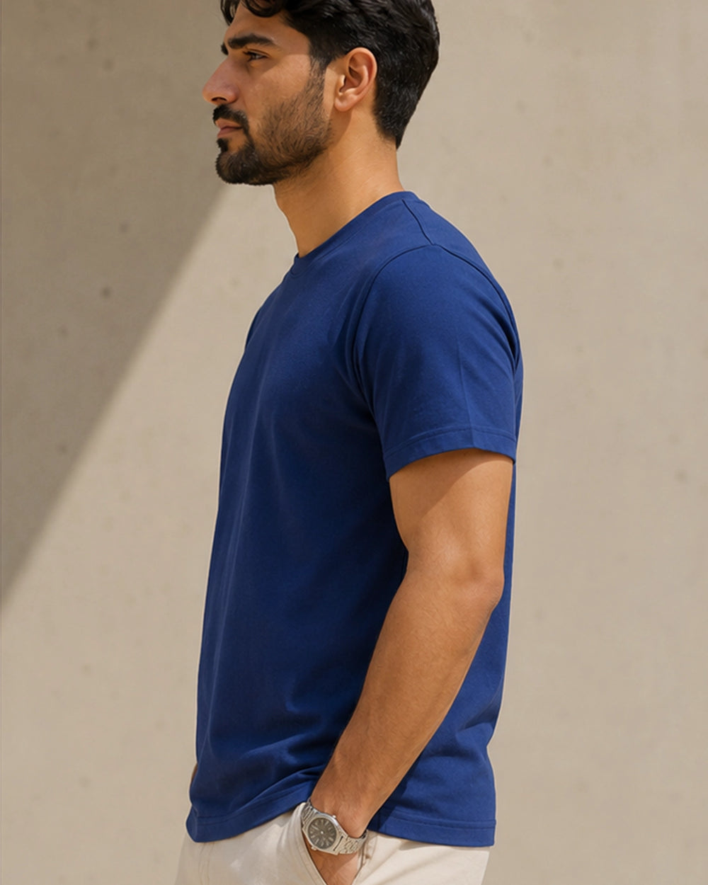 Crew neck - royal blue - side