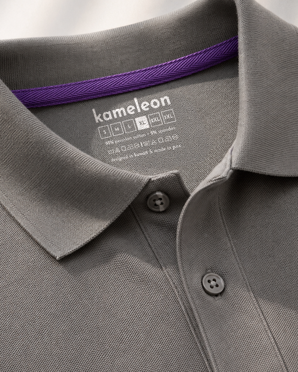 Elite Polo - platinum grey - lavender detail