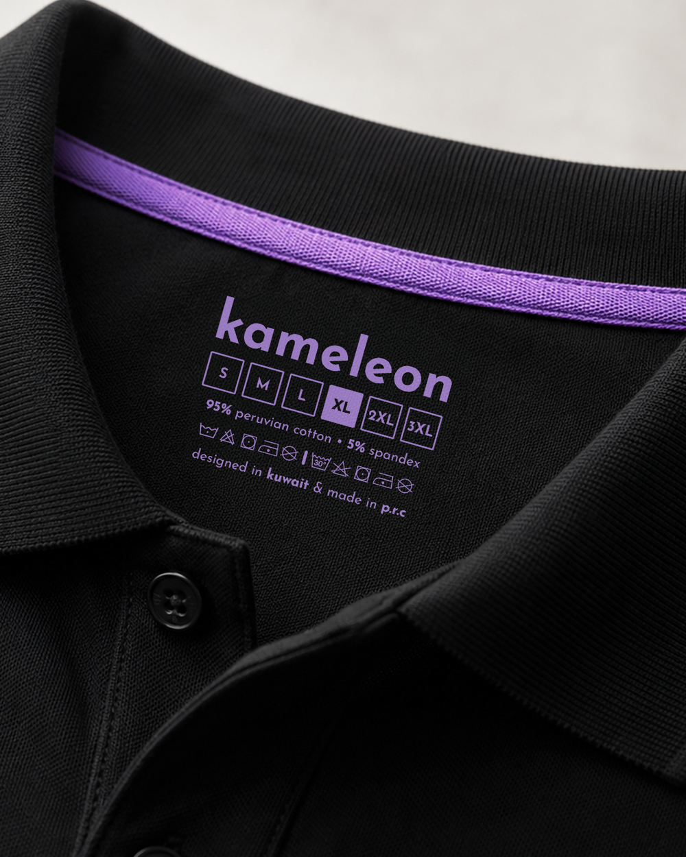 Elite Polo - pitch black - lavender detail