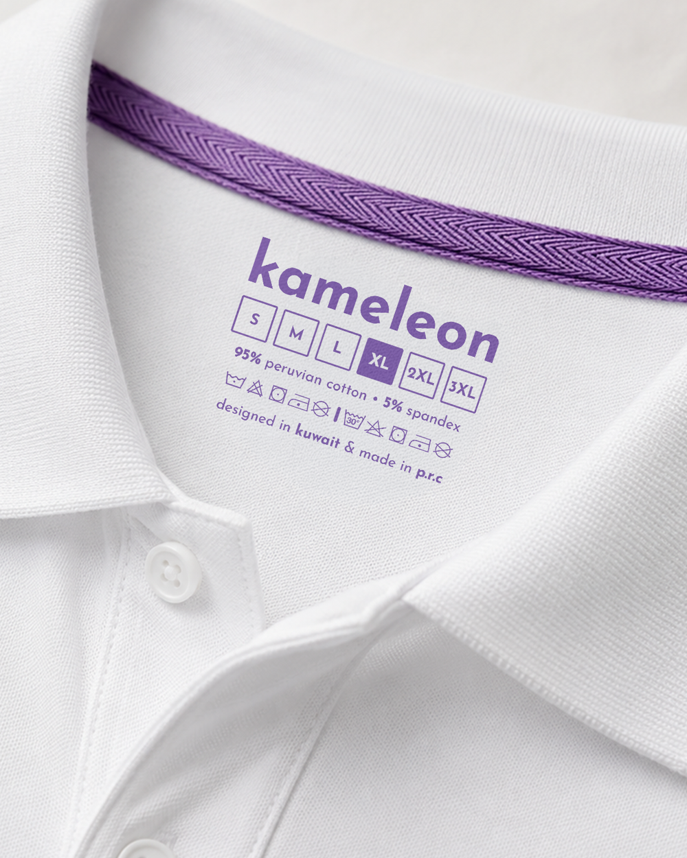 Elite Polo - arctic white - lavender detail